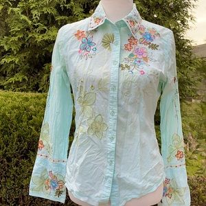 Entity Western Style Long Sleeve Embroidered Blouse